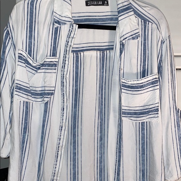 Blue and white striped button down - Picture 3 of 3